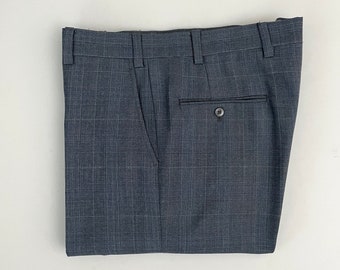 Vintage 80's Blue-Gray, Plaid, Bootcut, Pants (W35)