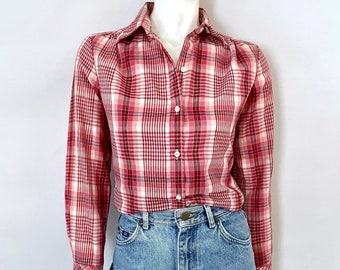 Bobbie Brooks vintage des années 80, rouge, carreaux, chemisier (taille 6)