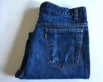 Vintage 80's Levi's 517 Jeans, Orange Tab, Straight Leg, Short, Denim (W36)