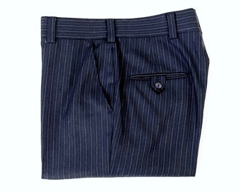 Vintage 60's Navy Blue, Bootcut, Striped Pants (W34)