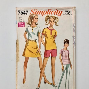 60&#39;s Partially Uncut, Simplicity 7547, Pants, Mini Skirt, Blouse (S)