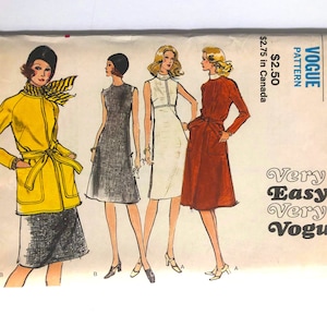 Style majoritairement non coupé, Vogue 8200, robe, manteau, veste (XS)