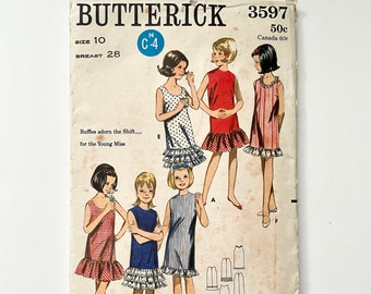 60's Butterick 3597, One Piece Dress (L)