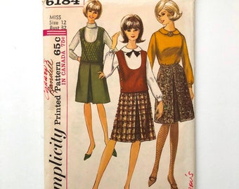 60's Uncut, Simplicity 6184 Mod, Blouse, Top, Skirt (S)