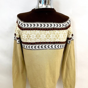 Vintage 80&#39;s Brown, Tan, Geometric, Long Sleeve, Sweater (M)