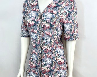 90's All That Jazz, Floral, Half Sleeve Dress (L)