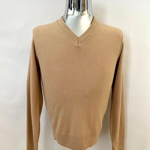 Vintage 80&#39;s Tan, V Neck, Sweater by LaSport (S)