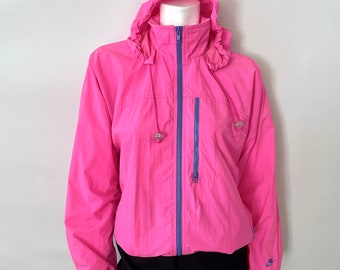 80's Nike, Neon Pink, Windbreaker, Hooded Jacket (M)