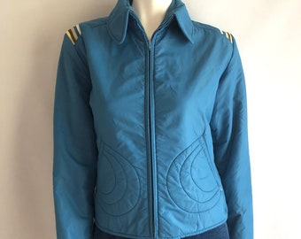Vintage Women's 70's Roffe, Ski Jacket, Blue, Striped, Jacket (M)