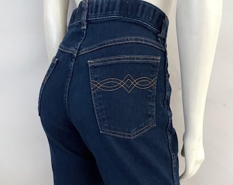 70's Bootcut Jeans, High Waisted, Dark Wash (Size 6)