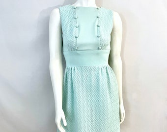 Vintage 60's Mint Green, Sleeveless, Knit Dress by Gay Gibson (XS)