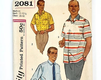 50's Simplicity 2081, Men's Button Down Shirts (S)