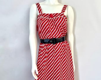 Abito skater senza maniche, rosa, a righe, stile anni '80 (L)