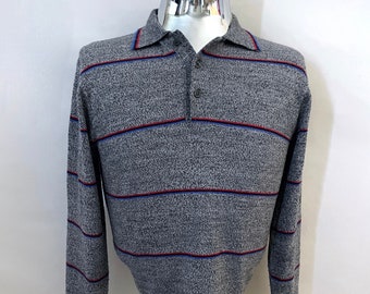 Vintage 80's Gray, Striped, Sweater by Sparetime (M)