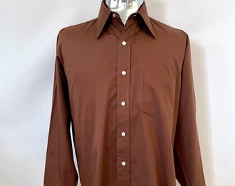 Vintage 70's Brown, Long Sleeve, Shirt by Arrow (L)