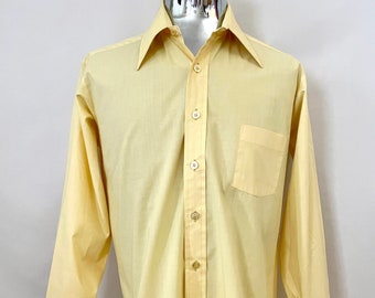Chemise disco vintage des années 70, jaune, à manches longues, disco (L)