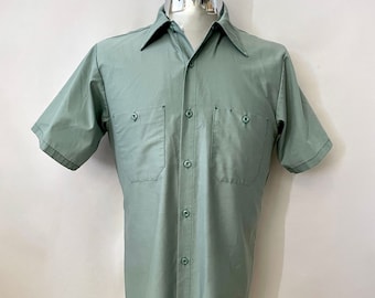 Camisa verde menta de los años 80, manga corta (M)