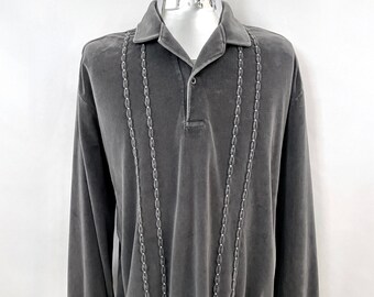 70's Spire USA, Gray, Velour, Long Sleeve, Pull Over (3X)
