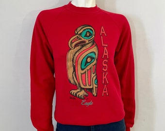 Vintage 80's Red Alaska, Pull Over, Sweatshirt by Jerzees (M)