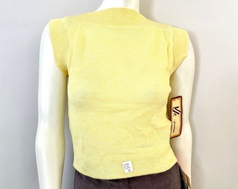 80er Jahre Deadstock, Vanderbilt Jr, Gelb, Kurzarm, Top (XS)
