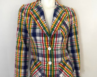 Veste vintage 70's Campus Casuals arc-en-ciel à carreaux (S)