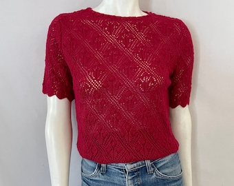 Vintage 80's Fire Island Pink Short Sleeve, Sweater (M)