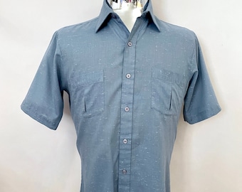 Vintage 80's Arrow Blue Short Sleeve Shirt (M)