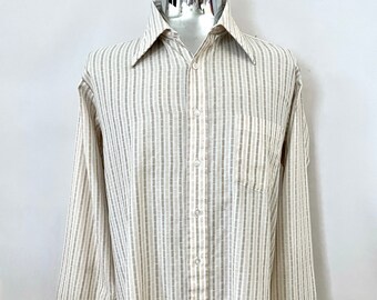 Vintage 70's Kent Arrow, Striped Shirt, Butterfly Collar (XL)