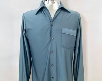 Vintage 70's Van Heusen, Blue, Disco Shirt (M)