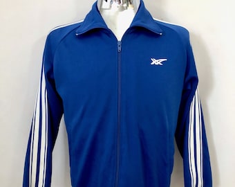 Asics jaren 80, blauw, trainingsjack met rits (S)