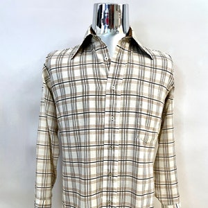 Vintage 70&#39;s Van Heusen, Plaid, Long Sleeve, Disco Shirt (M)