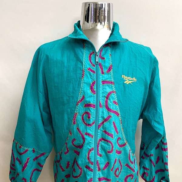 90's Reebok, Teal, Nylon, Windbreaker, Lined Jacket (M)