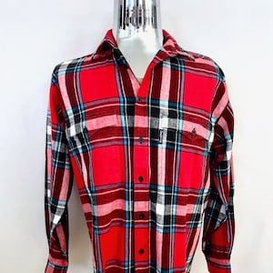 Vintage 90er Jahre Levi&#39;s, Big E, Rot, kariert, Button Down, Flanellhemd (XL)
