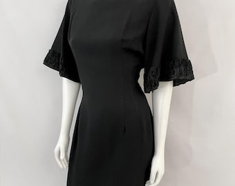 Vestido formal Chumley Charles F. Berg de los años 60, con mangas acampanadas (Talla 8)