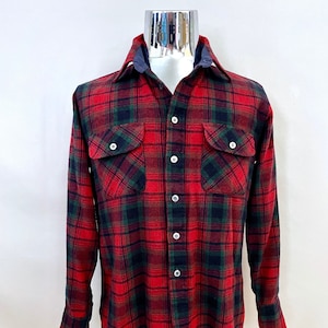 Vintage 80&#39;s Arrow, Red, Plaid, Wool, Flannel Shirt (M)