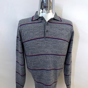 Vintage 80&#39;s Gray, Striped, Sweater by Sparetime (M)