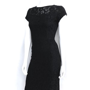 Vintage 60&#39;s Black Red Floral Lace Wiggle Dress (S)