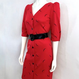 Vintage 80&#39;s Red, Black, Half Sleeve, Dress (Size 6)