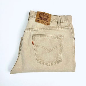 Vintage 80 s Levi s 550 Jeans USA Beige Relaxed Fit Orange Tab