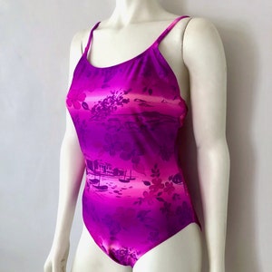 Vintage 80&#39;s Purple, Pink, One Piece, Swimsuit by Islander (M)