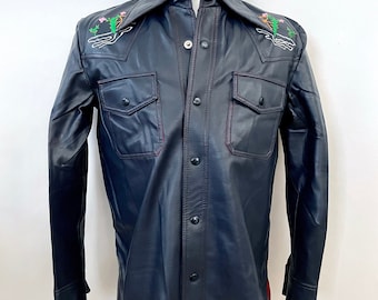 70&#39;s Deadstock, Navy Blue, Vinyl Jacket, Snap Button by Vanderbilt (M/L)