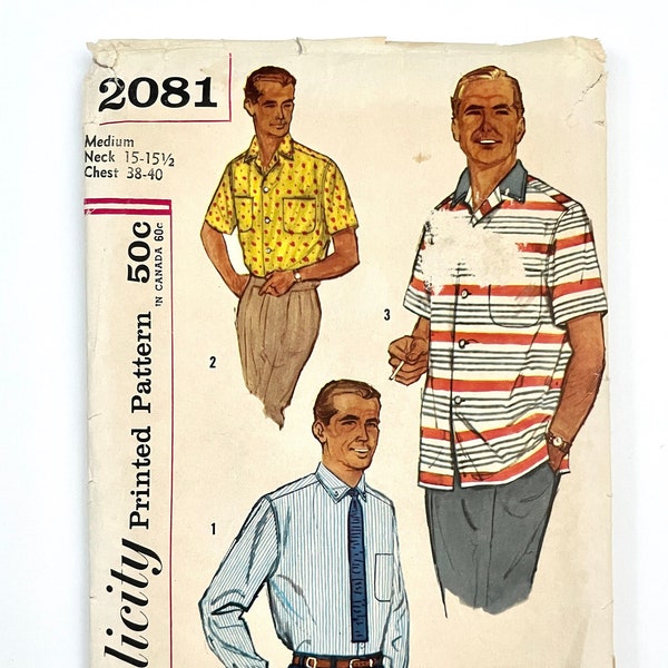 50's Simplicity 2081, Men's Button Down Shirts (S)