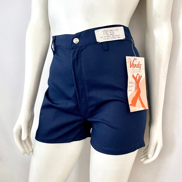 Vintage 80's Deadstock, Navy Blue, High Waisted, Shorts by Vandy (S)