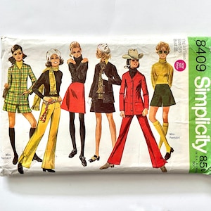 60&#39;s Uncut Simplicity 8409, Jacket, Skirt, Pants, Mini-Pantskirt (XXS)
