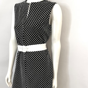 Vintage 60&#39;s Kimberly, Black, White, Polka Dot, Dress (Size 10)