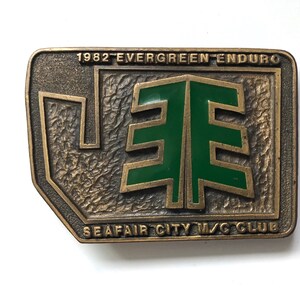 Vintage Belt Buckle 80&#39;s Oregon, 1982 Evergreen, Solid Brass, Belt Buckle