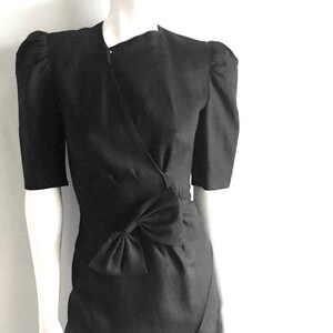 Vintage 80&#39;s Black Dress, Short Sleeve, Knee Length by Ragazza (S)
