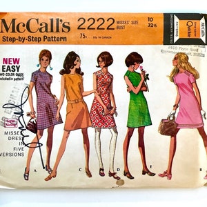 60&#39;s Uncut McCalls 2222 Dress In Five Versions (XS/S)