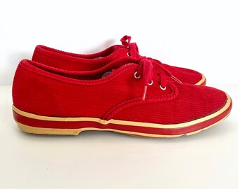 Vintage 70's Keds, Red Corduroy, Sneakers (Size 6)