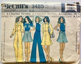 Vintage Sewing Pattern, Women's 70's McCall's 3485, Three-Piece Suit, Halter (S)